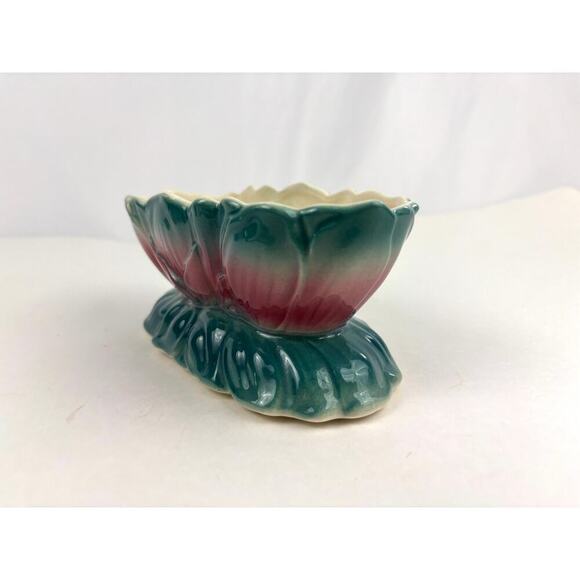 VTG Royal Copley Ceramic Pink & Blue Tulip Floral Pottery Planter Art Nouveau - Picture 2 of 16